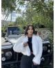 Beyaz Crop Kürk Ceket