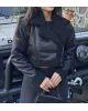 Siyah Kürklü Crop Mont
