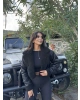 Siyah Kürklü Crop Mont