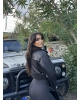 Siyah Kürklü Crop Mont