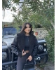 Siyah Kürklü Crop Mont