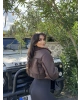 Kahverengi Kürklü Crop Mont
