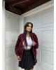 Bordo Fermuarlı Oversize Hırka