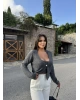 Antrasit İkili Büstiyer Hırka Takım