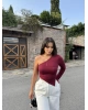 Bordo Tek Omuz Crop