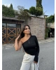 Siyah Tek Omuz Crop