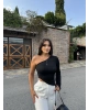 Siyah Tek Omuz Crop