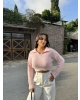 Pembe Polo Yaka Yumoş Kazak