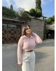 Pembe Polo Yaka Yumoş Kazak