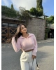 Pembe Polo Yaka Yumoş Kazak