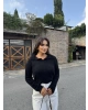 Siyah Polo Yaka Yumoş Kazak