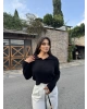 Siyah Polo Yaka Yumoş Kazak