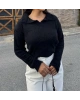 Siyah Polo Yaka Yumoş Kazak