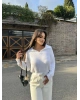 Beyaz Polo Yaka Yumoş Kazak