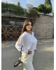 Beyaz Polo Yaka Yumoş Kazak