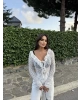 Beyaz Ön Bağlamalı Dantel Bluz