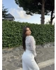 Beyaz Ön Bağlamalı Dantel Bluz