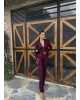 Bordo Fitilli Fermuarlı Alt Üst Takım
