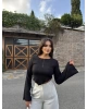 Siyah İspanyol Kol Basic Bluz