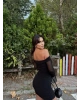 Siyah Madonna Yaka Kolu Tül Elbise
