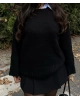 Siyah Bisiklet Yaka Basic Kazak