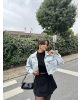 Buz Mavi Crop Ceket