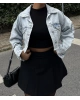 Buz Mavi Crop Ceket