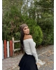 Krem Madonna Büzgülü Crop