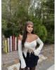 Krem Madonna Büzgülü Crop