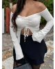 Krem Madonna Büzgülü Crop