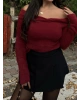 Bordo Madonna Yaka Yumoş Kazak
