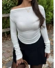 Beyaz Basic Büzgülü Crop
