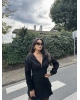 Siyah Korse Detay Crop Hırka