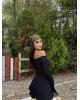 Siyah Madonna Büzgülü Crop