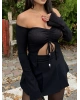 Siyah Madonna Büzgülü Crop