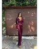 Bordo Modal Kruvaze Yaka Bağlamalı Takım