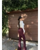 Bordo Fitilli Tayt Pantolon