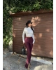 Bordo Fitilli Tayt Pantolon