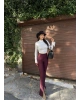 Bordo Fitilli Tayt Pantolon