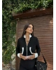Siyah Tasarım Fermuarlı Crop Hırka