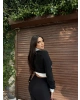 Siyah Tasarım Fermuarlı Crop Hırka