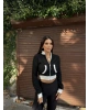 Siyah Tasarım Fermuarlı Crop Hırka