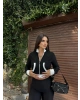 Siyah Tasarım Fermuarlı Crop Hırka