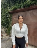 Beyaz Premium Crop Sweatshırt