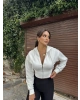 Beyaz Premium Crop Sweatshırt