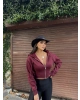 Bordo Premium Crop Sweatshırt