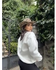 Beyaz Leopar Fularlı Oversize Sweatshırt