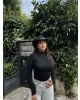 Siyah Yarım Balıkçı Bodysuit
