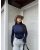Lacivert Yarım Balıkçı Bodysuit