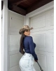 Lacivert Yarım Balıkçı Bodysuit
